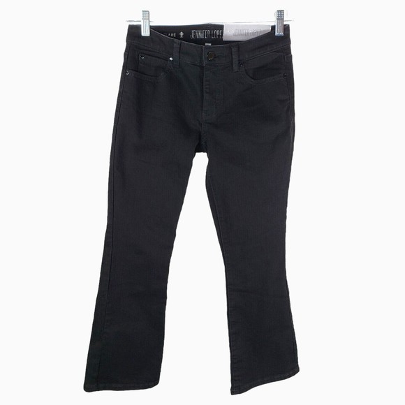 JLO Denim - Jennifer Lopez NEW Mid Calf Jeans Size 2 Slim Kick‎ Flare Mid Rise 28x24.5 Onyx